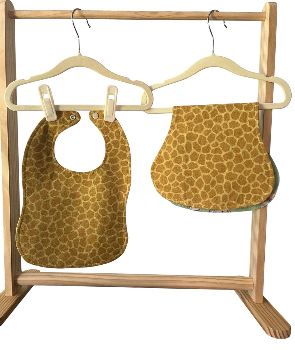 Reversible Baby Bib and Burp Cloth Set- Animals