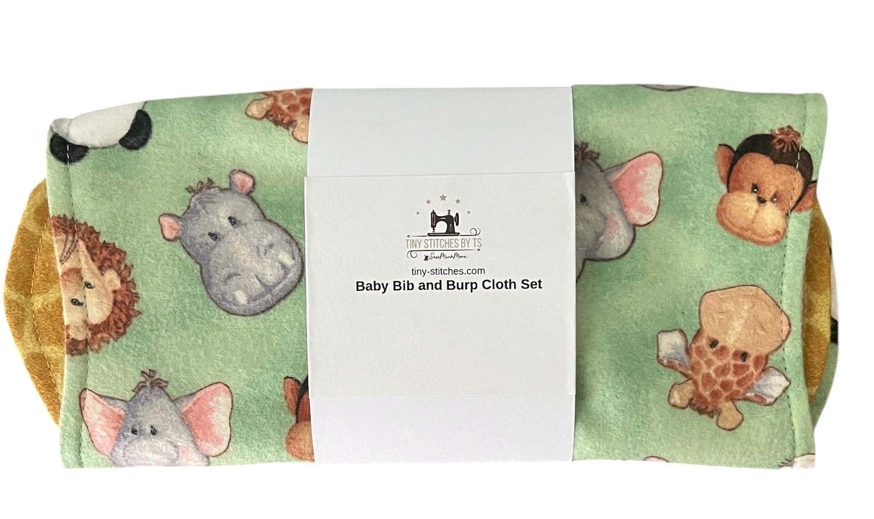 Reversible Baby Bib and Burp Cloth Set- Animals