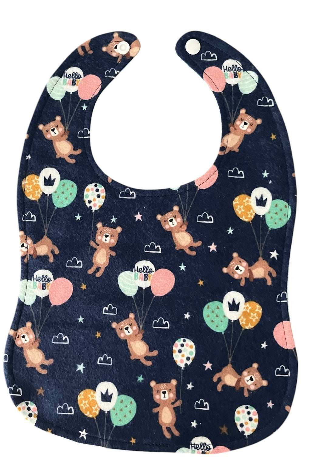 Reversible Baby Bib and Burp Cloth Set- Teddy Bear