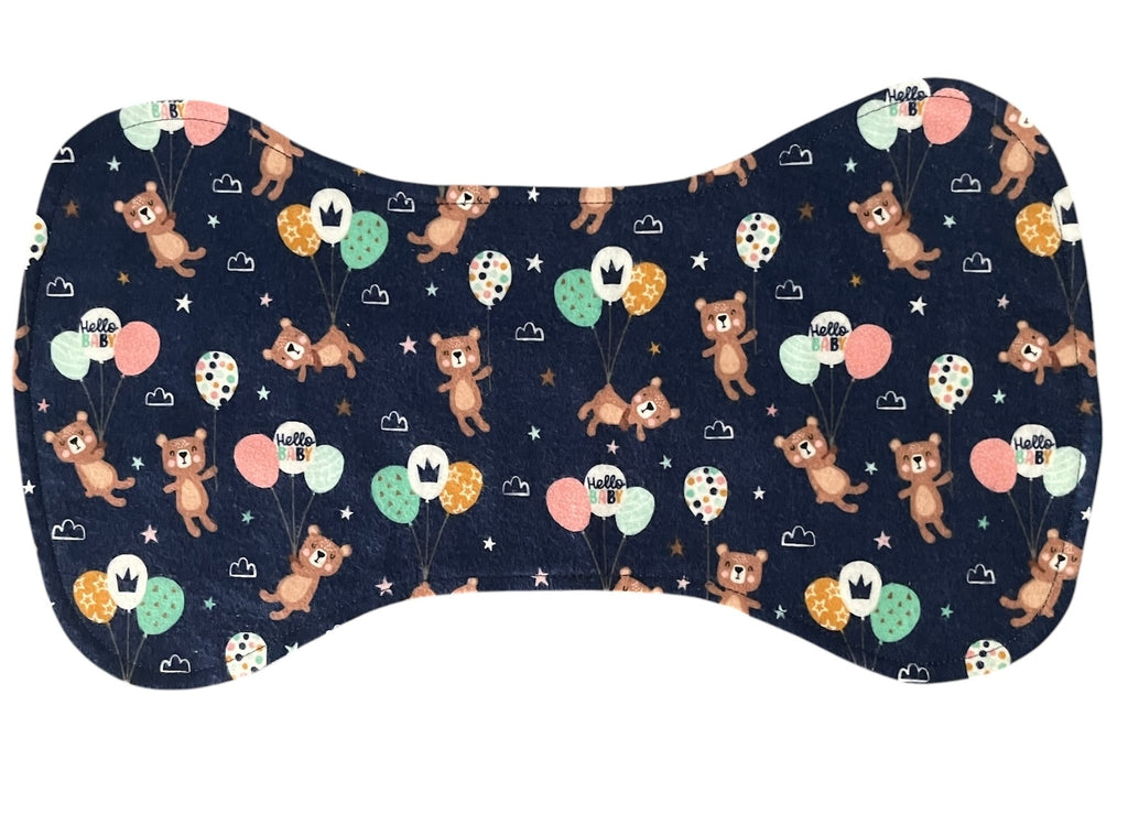 Reversible Baby Bib and Burp Cloth Set- Teddy Bear