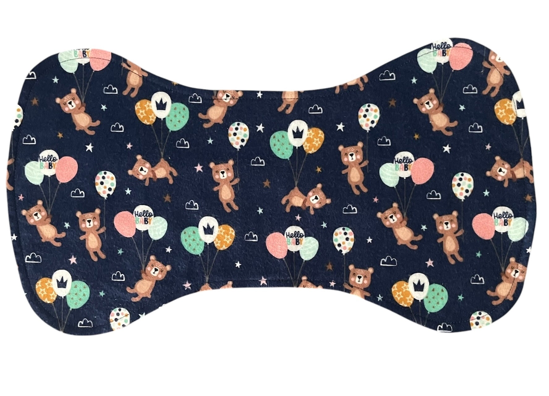Reversible Baby Bib and Burp Cloth Set- Teddy Bear