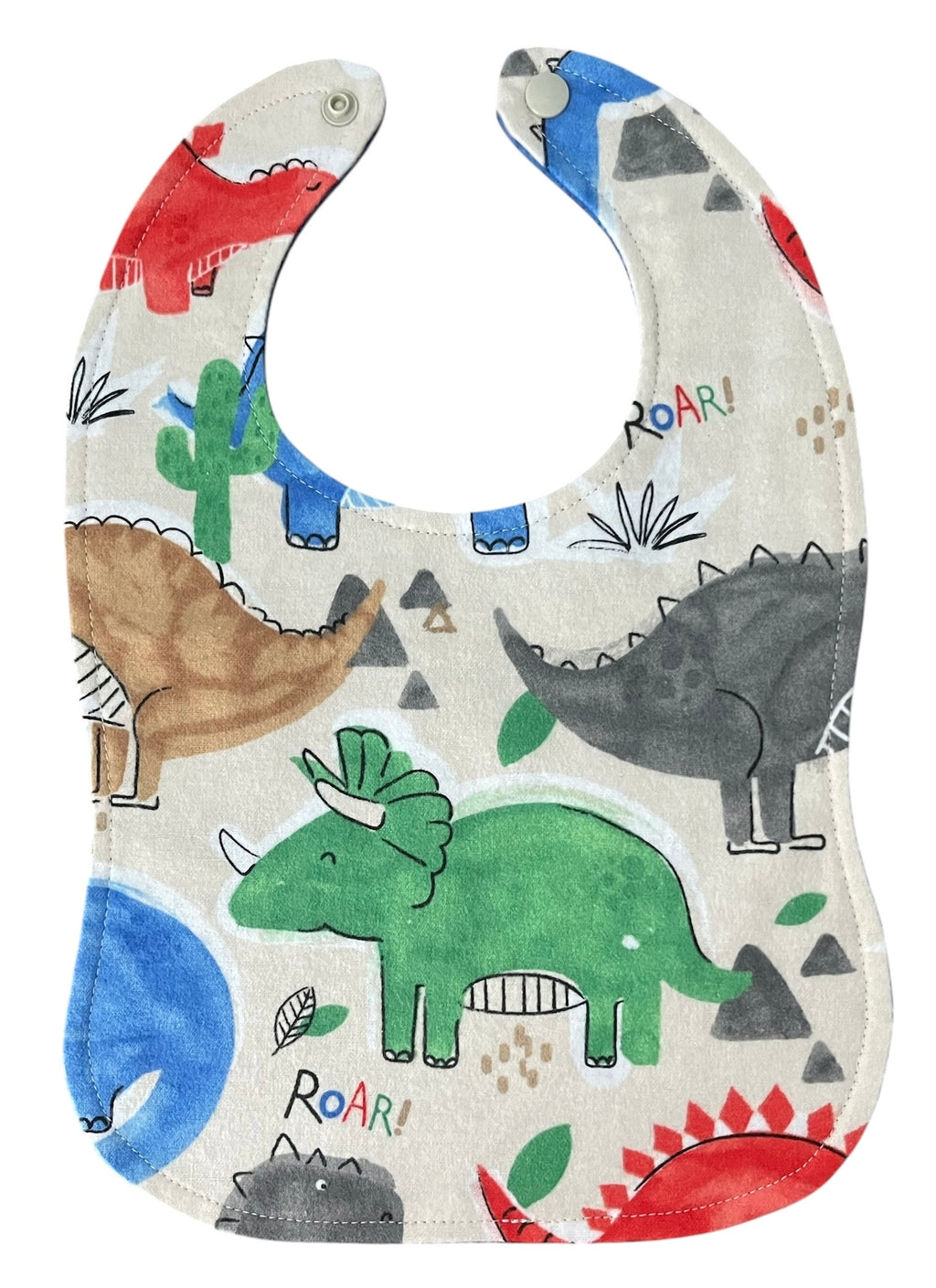 Reversible Baby Bib and Burp Cloth Set- Dinosaurs