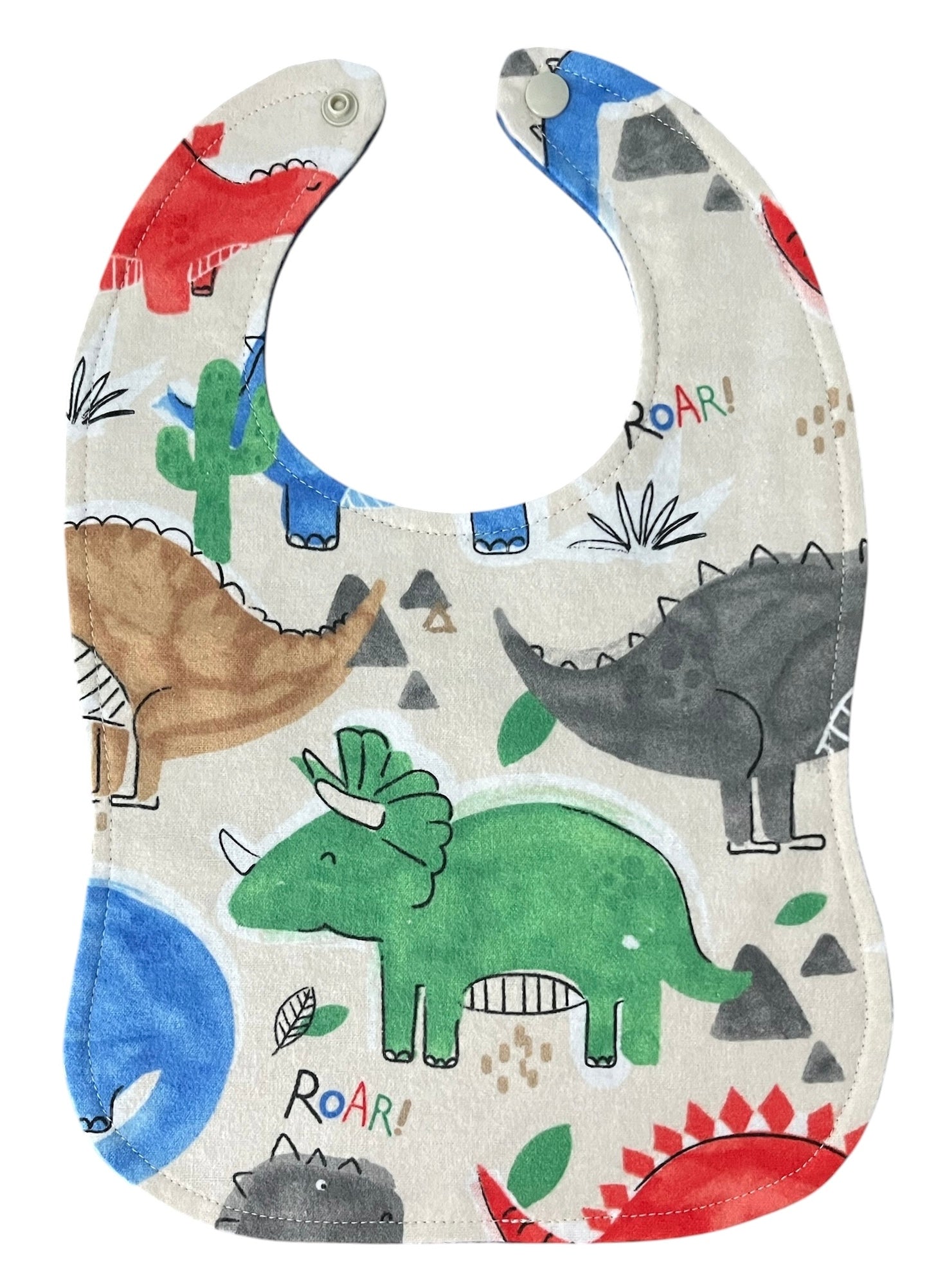 Reversible Baby Bib and Burp Cloth Set- Dinosaurs