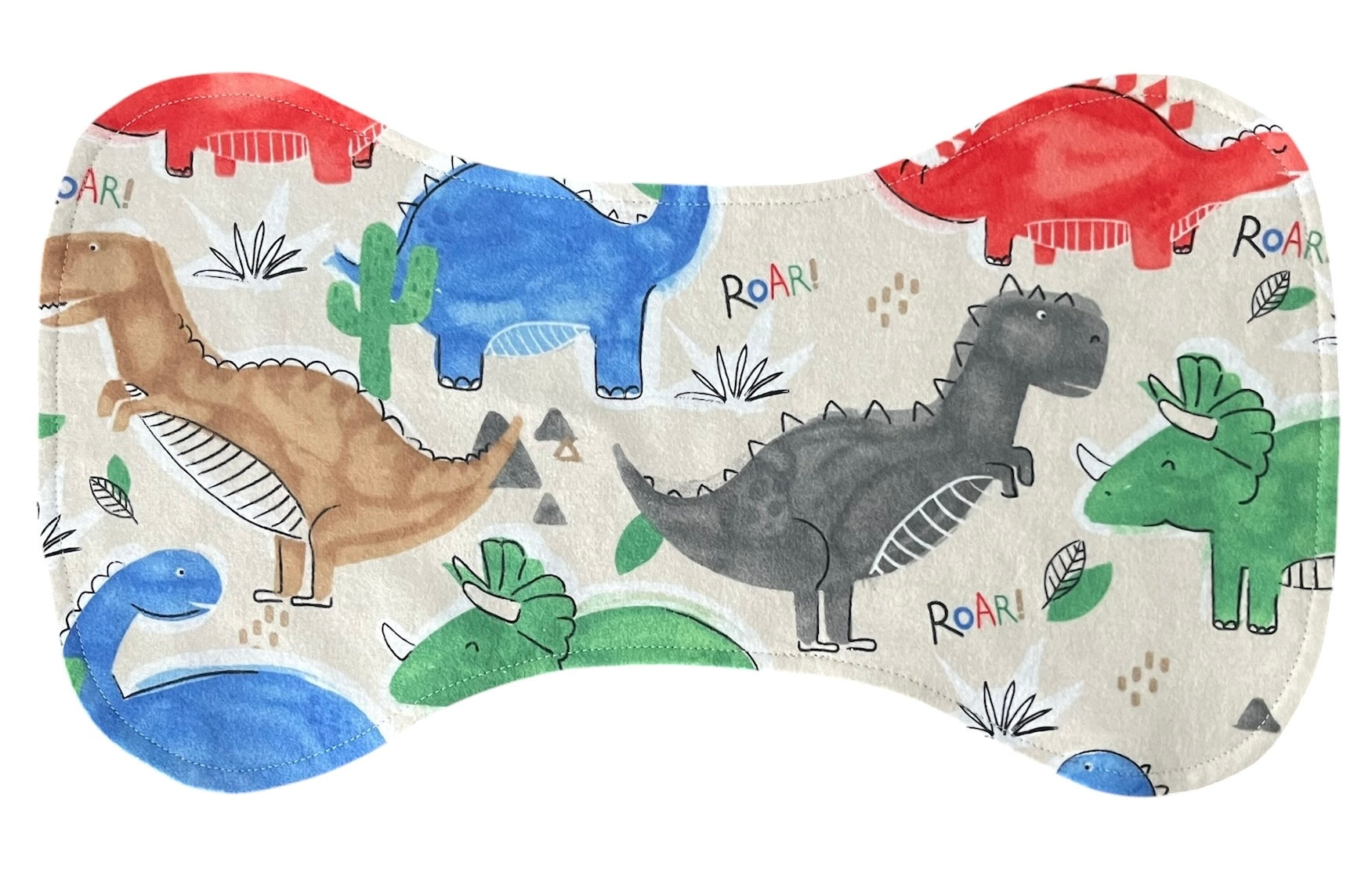 Reversible Baby Bib and Burp Cloth Set- Dinosaurs