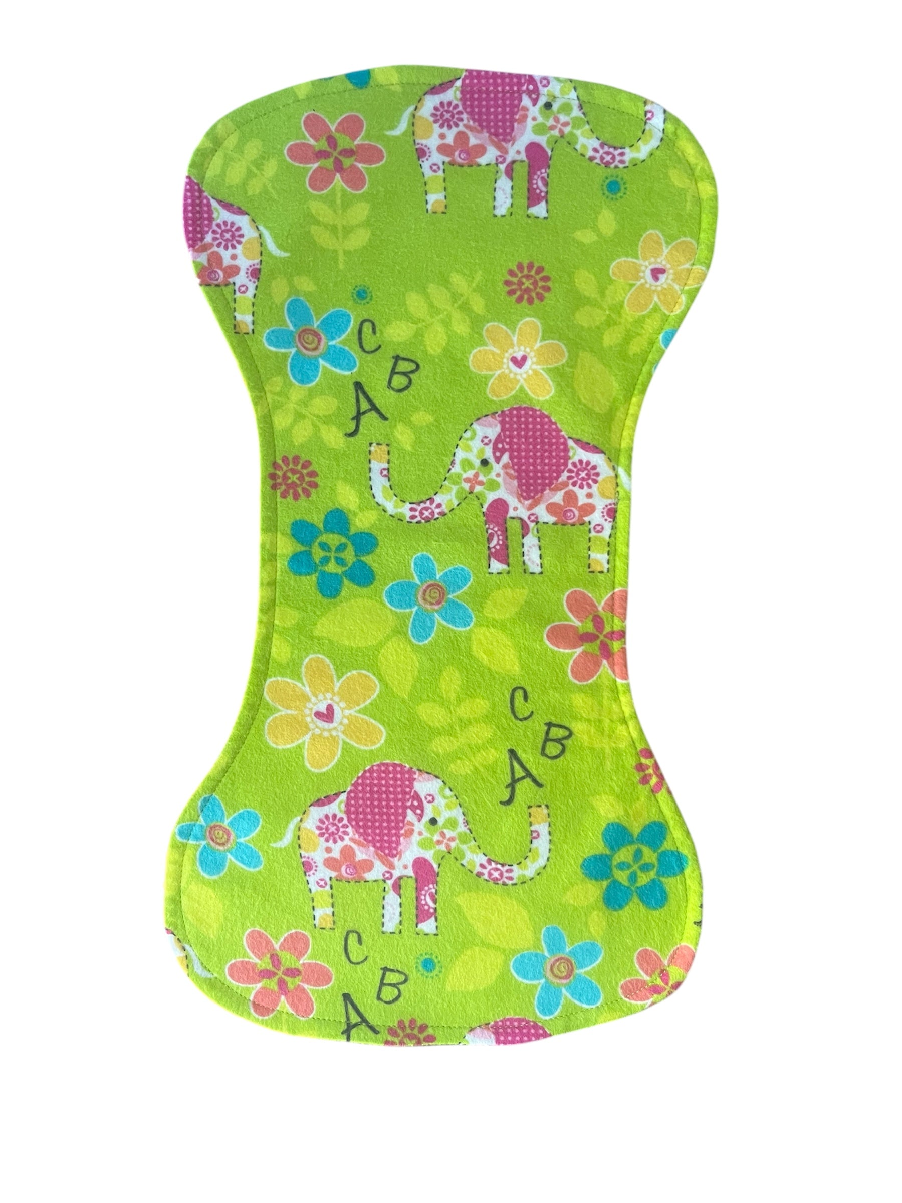 Reversible Contour Baby Burp Cloth- ABC Elephant