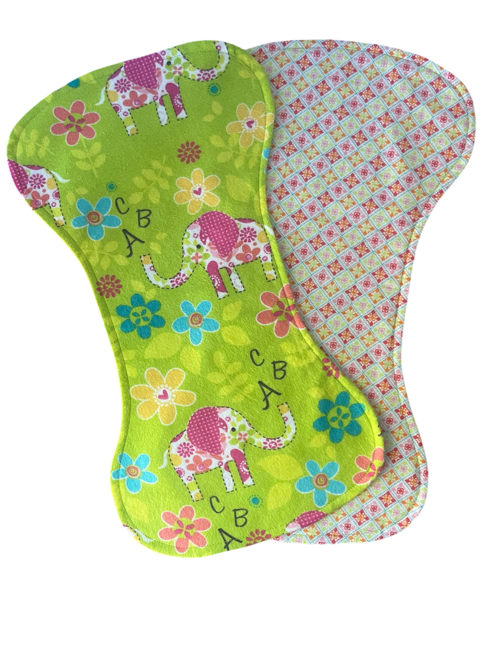 Reversible Contour Baby Burp Cloth- ABC Elephant