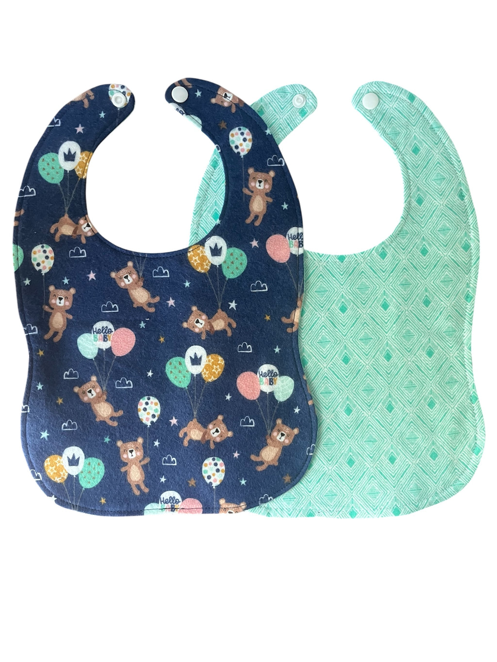 Reversible Baby Bib- Hello Baby, Bears