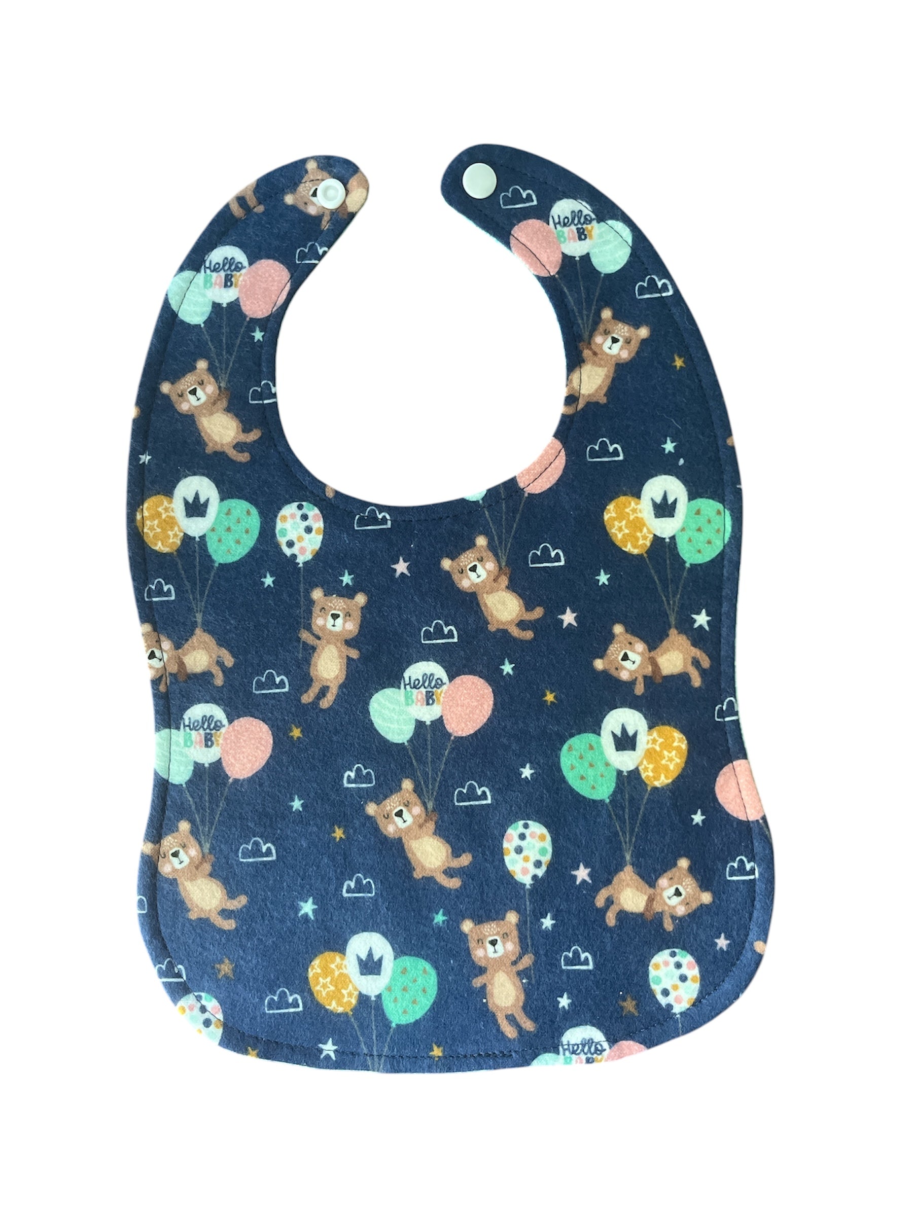 Reversible Baby Bib- Hello Baby, Bears