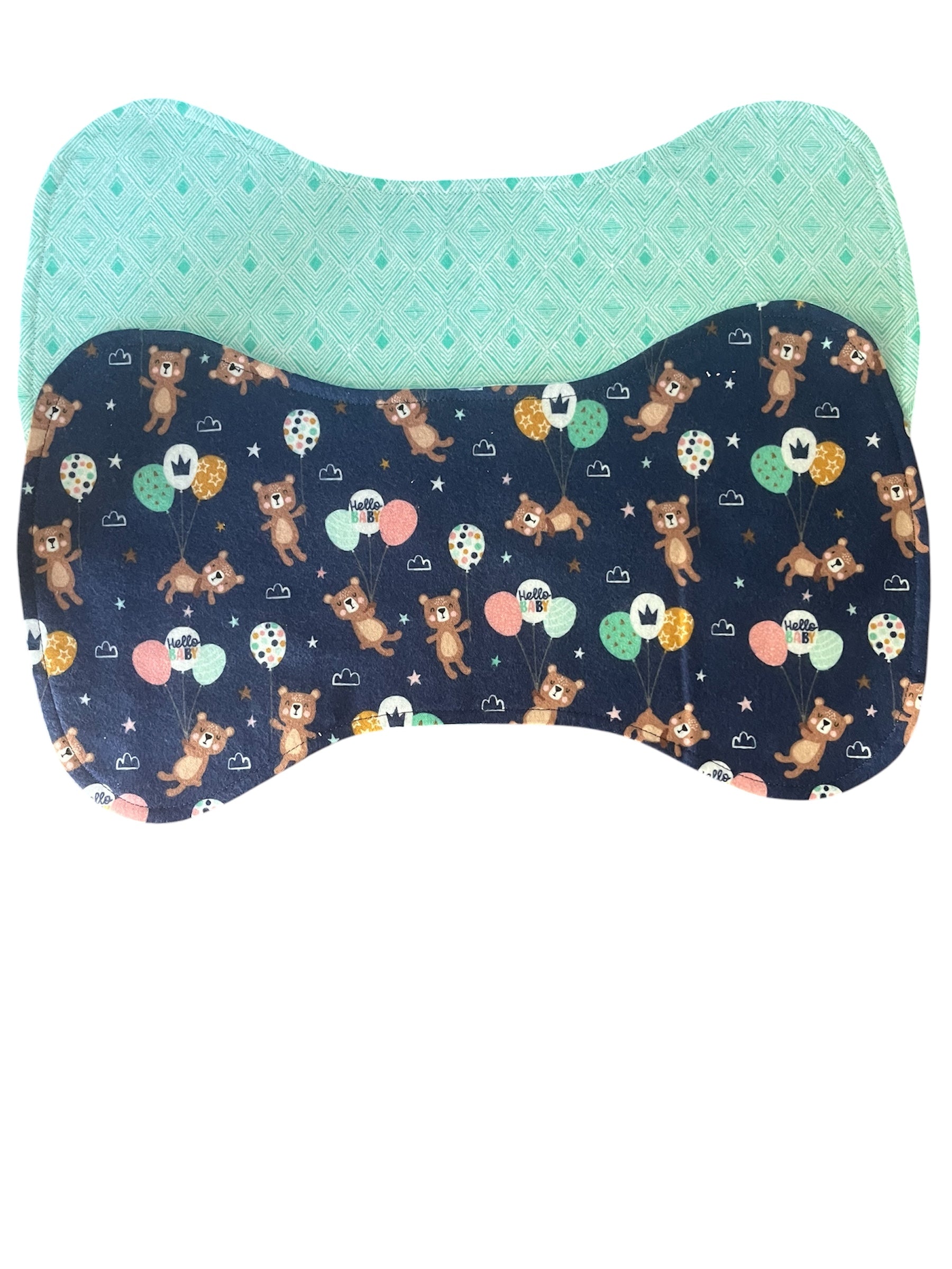 Reversible Contour Baby Burp Cloth- Hello Baby, Bears