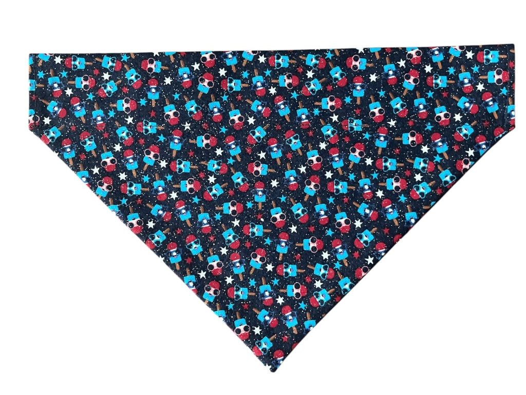 Over The Collar Dog and Cat Bandana, SMALL, 4th of July Popsicles
