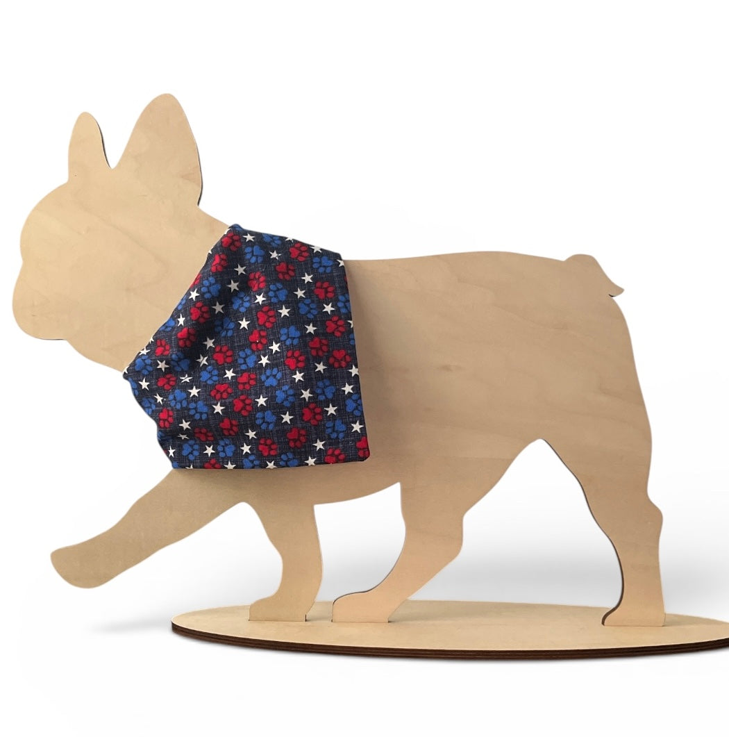 Over The Collar Dog Bandana, LARGE, Paws and Stars