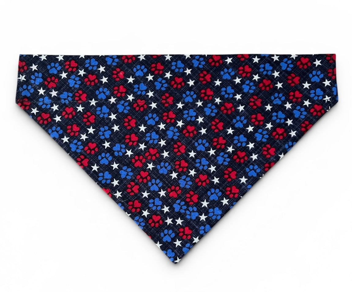 Over The Collar Dog Bandana, LARGE, Paws and Stars