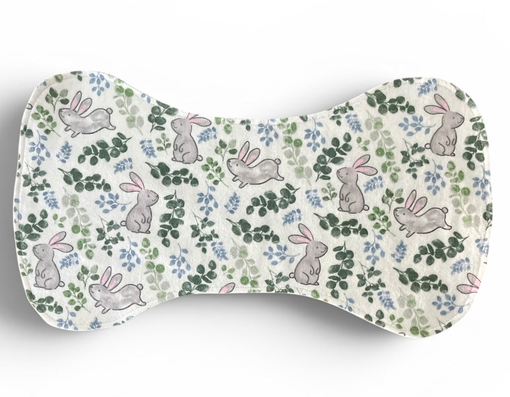 Reversible Baby Bib and Burp Cloth Set-Bunnies