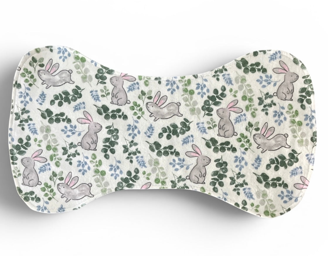 Reversible Baby Bib and Burp Cloth Set-Bunnies