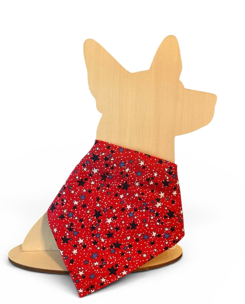 Over The Collar Dog Bandana, LARGE, Red, White, and Blue Stars