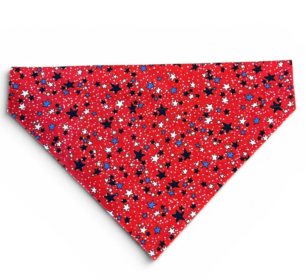 Over The Collar Dog Bandana, LARGE, Red, White, and Blue Stars