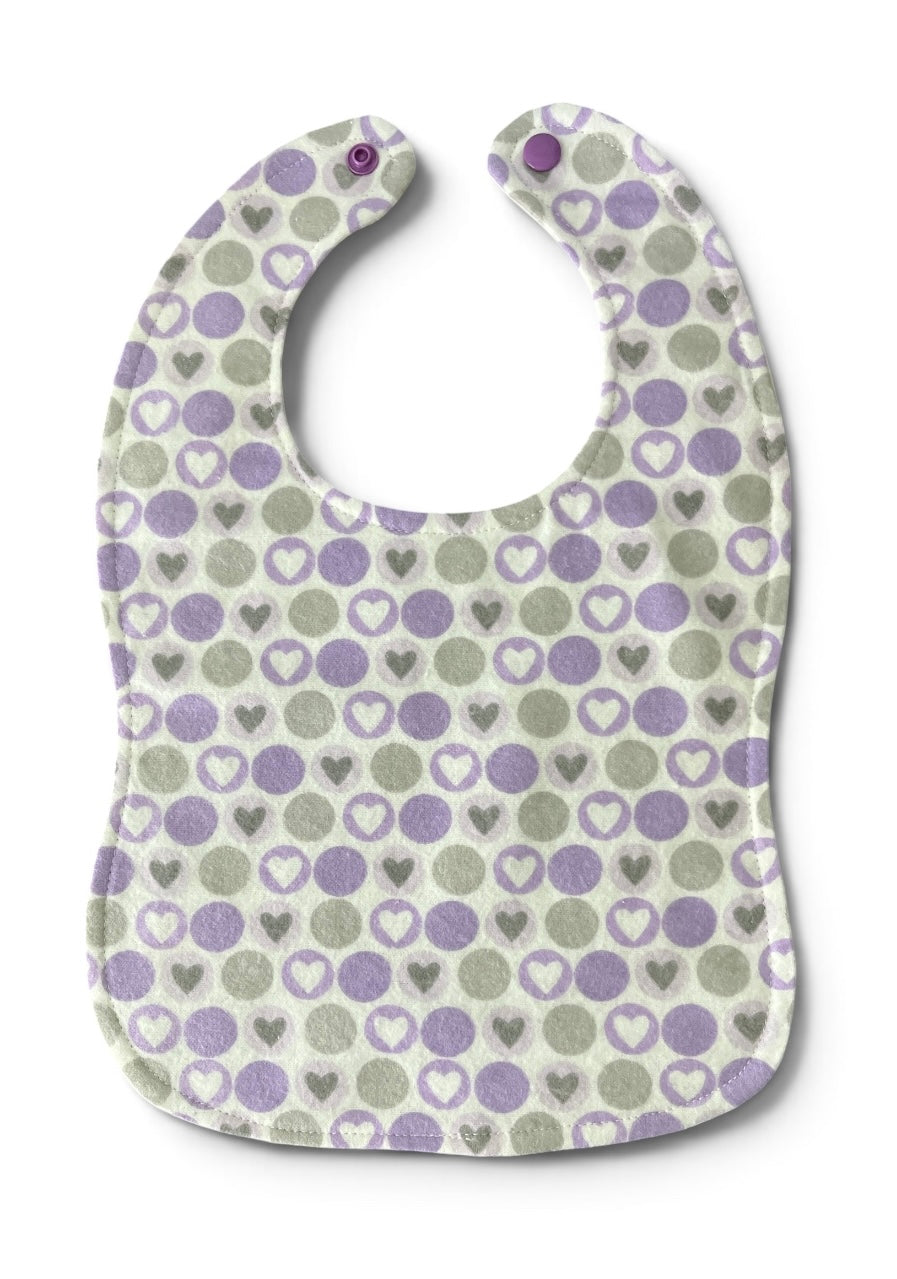 Reversible Baby Bib and Burp Cloth Set- Hearts