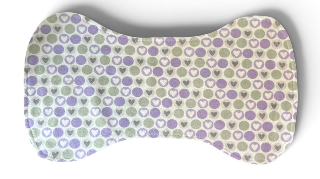 Reversible Baby Bib and Burp Cloth Set- Hearts