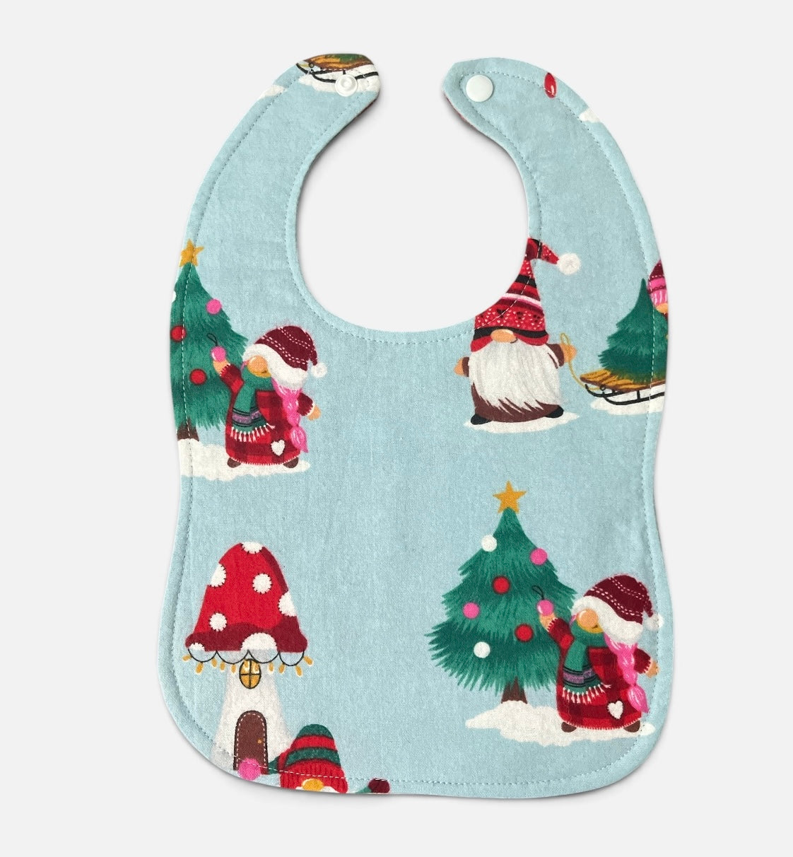 Reversible Baby Bib-Christmas Gnomes