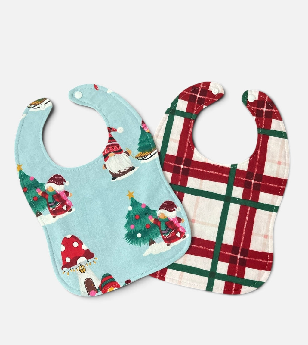 Reversible Baby Bib-Christmas Gnomes