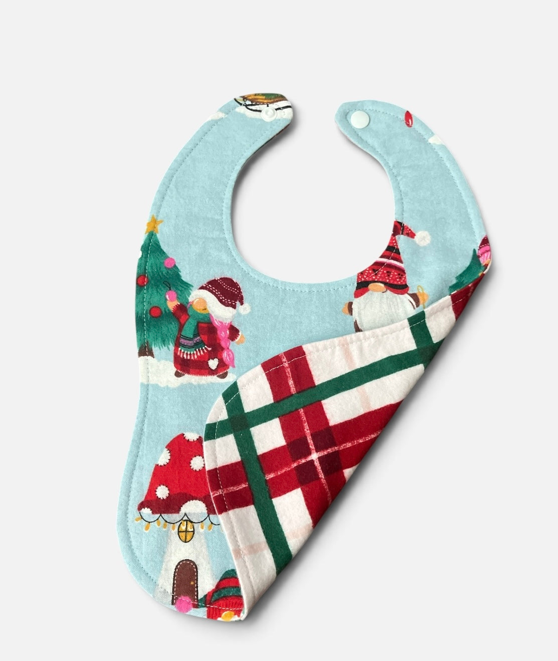 Reversible Baby Bib-Christmas Gnomes