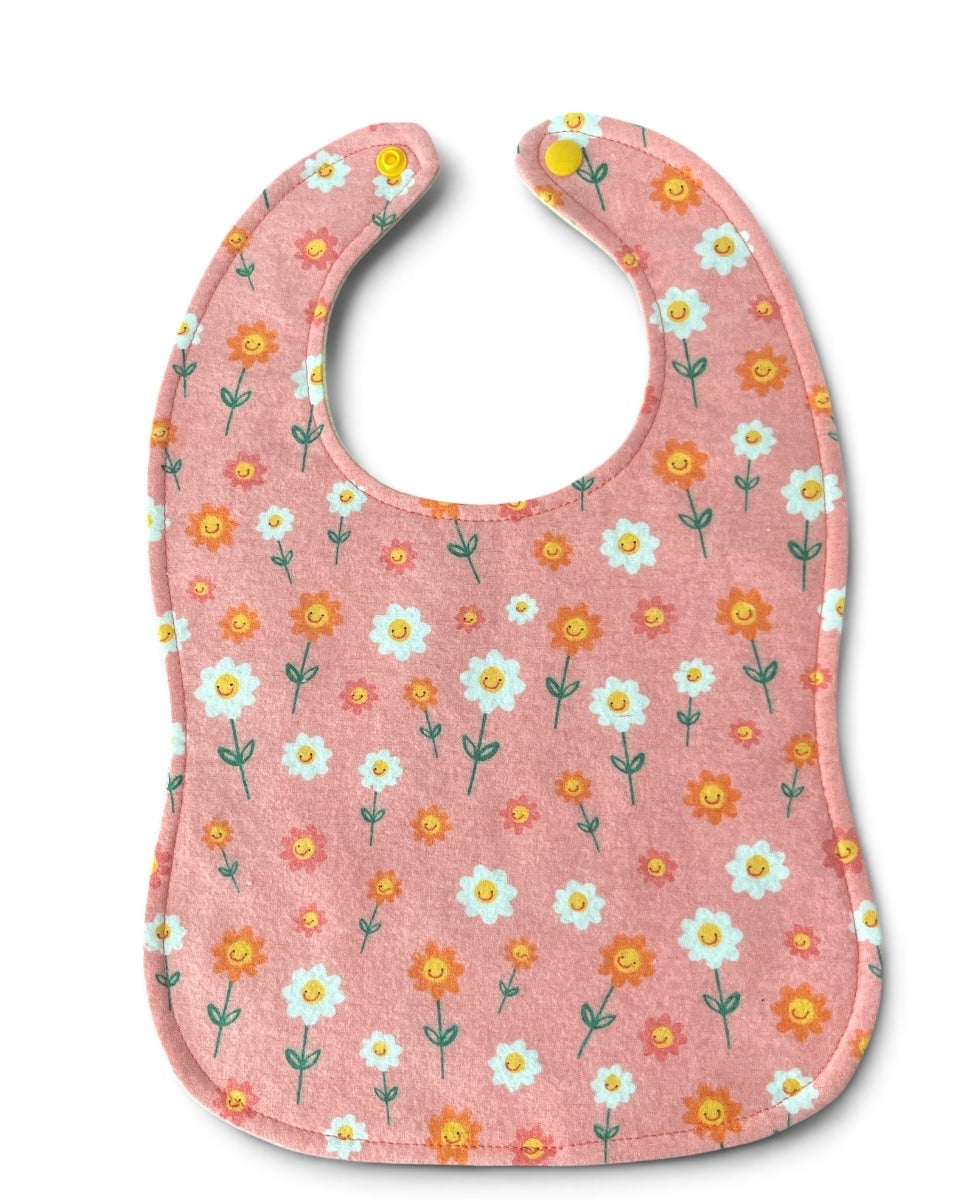Reversible Bib- Coral Flowers