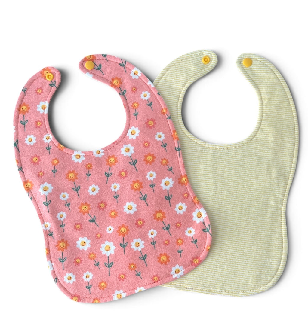 Reversible Bib- Coral Flowers