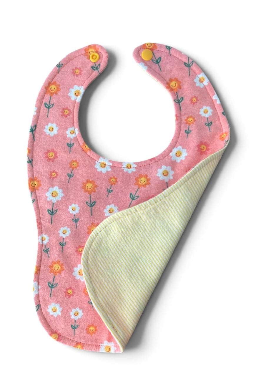 Reversible Bib- Coral Flowers