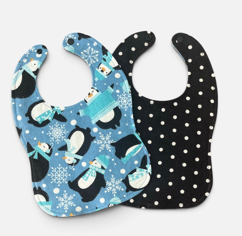 Reversible Baby Bib- Penguins