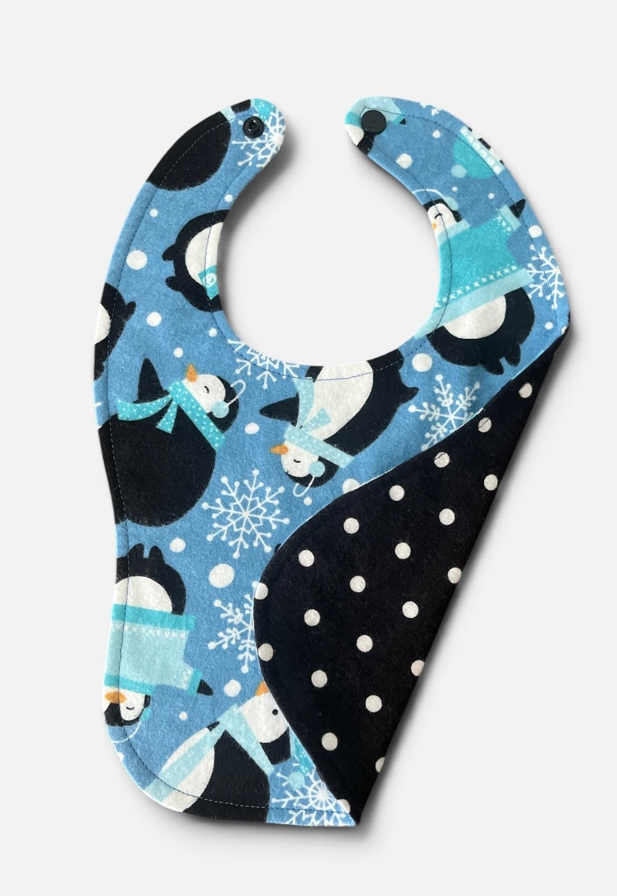 Reversible Baby Bib- Penguins