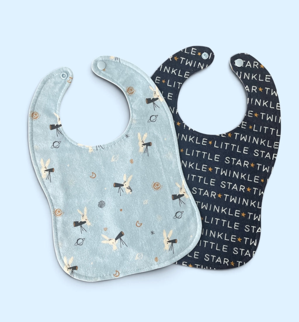 Reversible Baby Bib- Stargazing Bunny