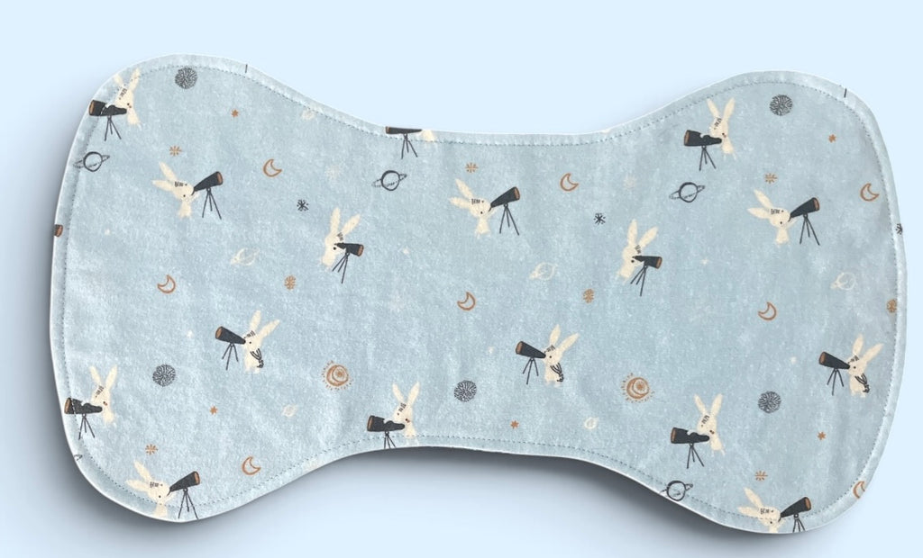 Reversible Baby Bib and Burp Cloth Set- Stargazing Bunny