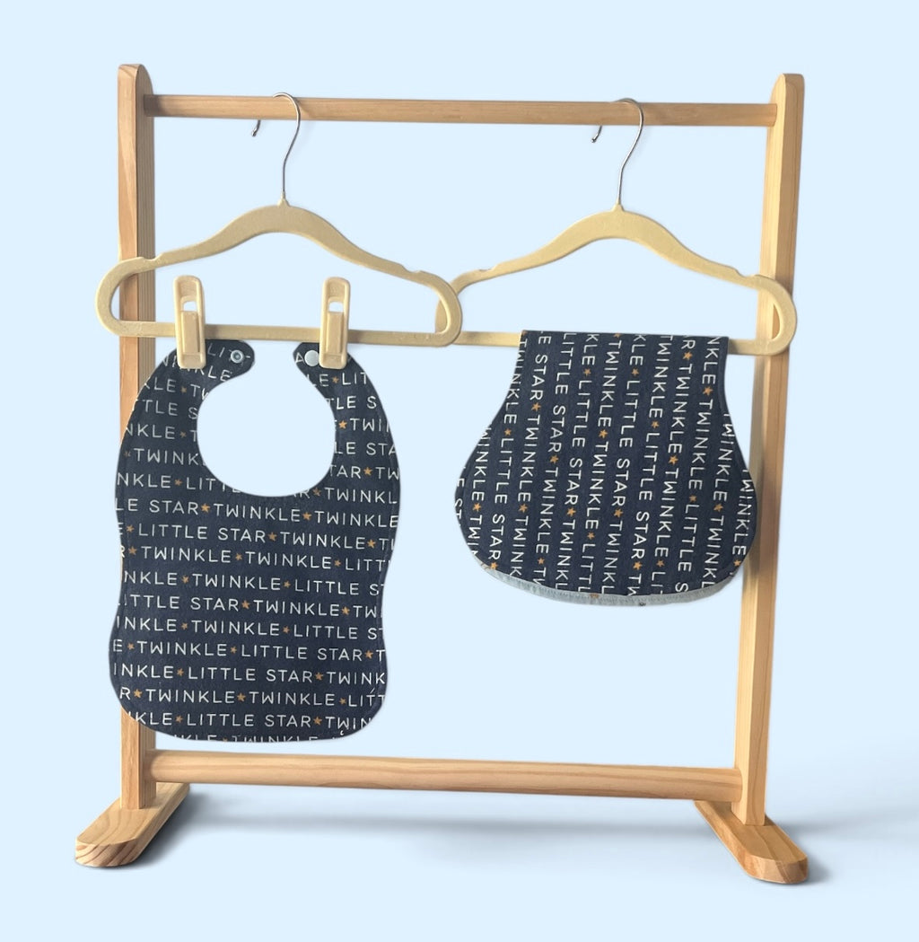 Reversible Baby Bib and Burp Cloth Set- Stargazing Bunny