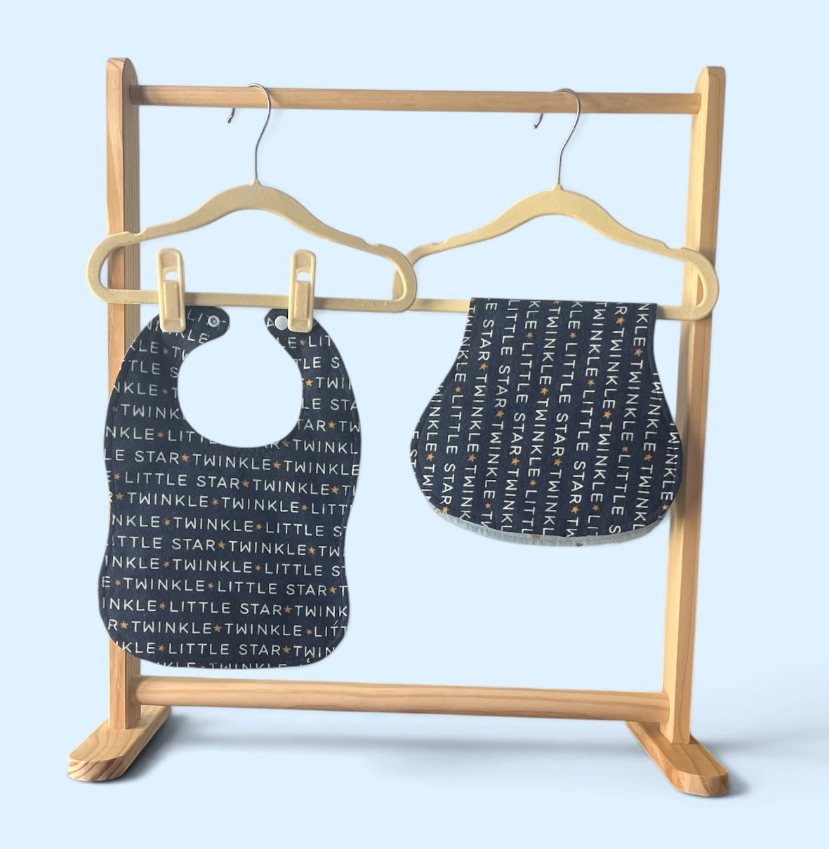 Reversible Baby Bib and Burp Cloth Set- Stargazing Bunny