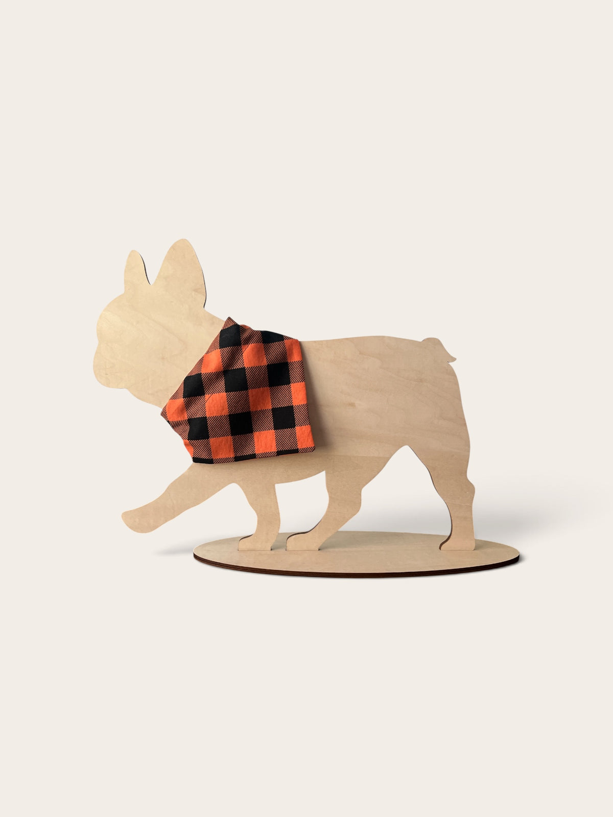 Slide Over The Collar Dog Bandana, MEDIUM-Orange Plaid