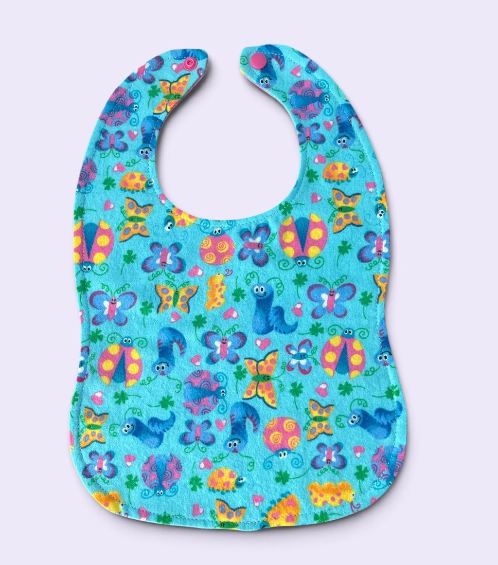 Reversible Baby Bib- Blue Insects