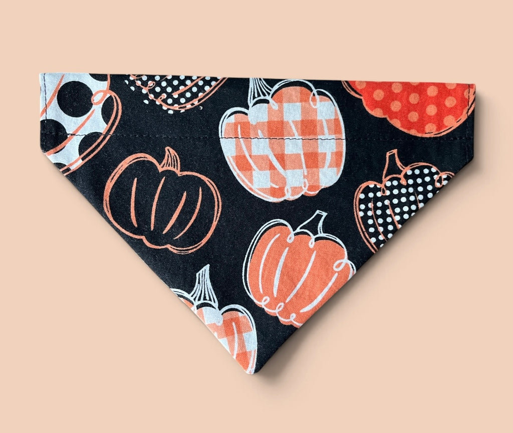 Slide Over The Collar Dog and Cat Bandana, SMALL- Pumpkins